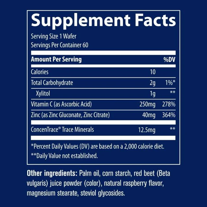 TRACE MINERALS Cinkas ir Vitaminas C imunietui, kramtomosios tabletės N60