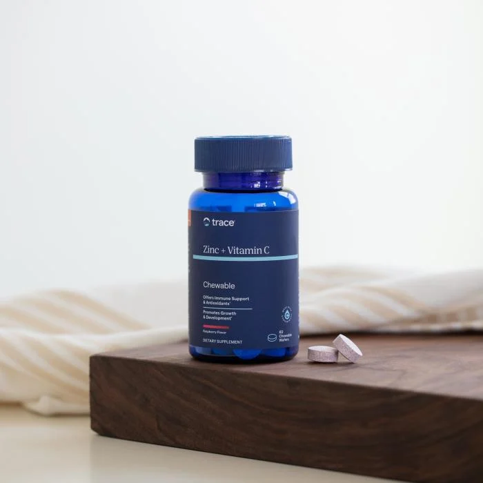 TRACE MINERALS Cinkas ir Vitaminas C imunietui, kramtomosios tabletės N60