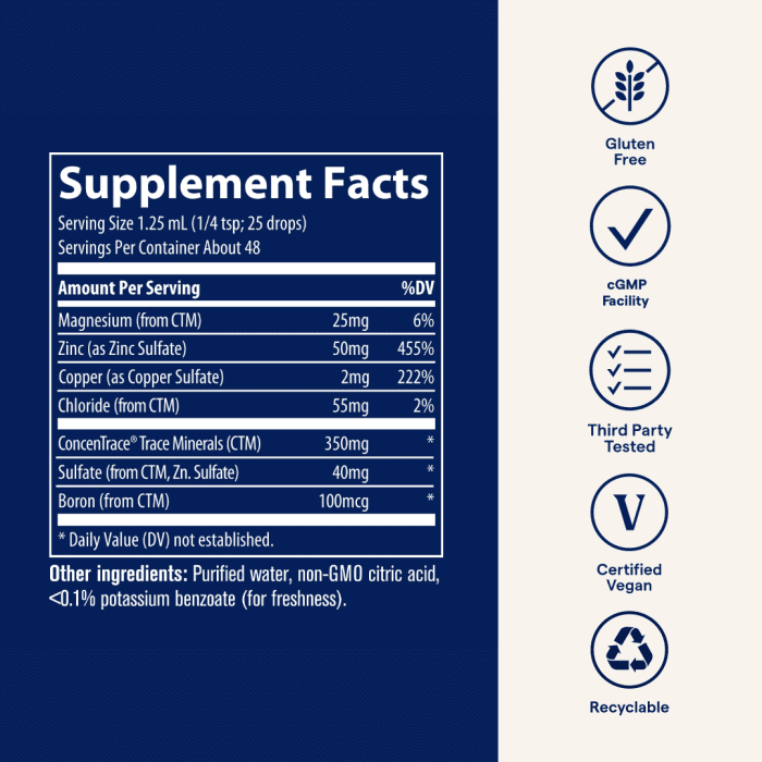 TRACE MINERALS joninių mineralų kompleksas: kalcis magnis cinkas ir vitaminas D skystoje formoje 473 ML N1