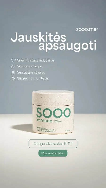 SOOO immune: Chaga ekstraktas 350 mg, N90, 9-11:1