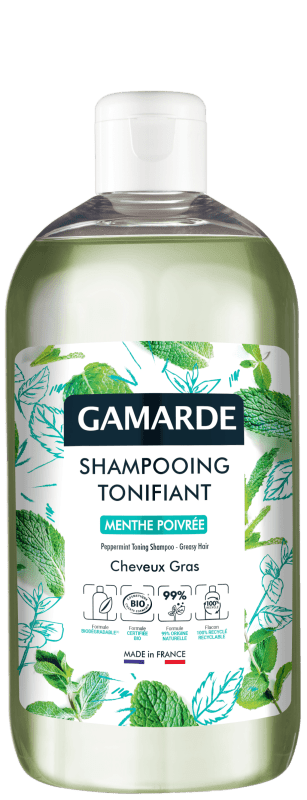 GAMARDE SHAMPOOING TONIFIANT tonizuojantis šampūnas riebiai galvos odai, 500 ml