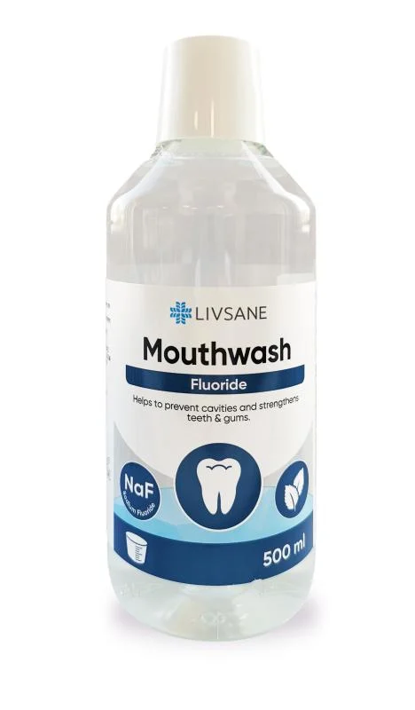 LIVSANE Fresh Mint burnos skaliklis su fluoridu, 500 ml