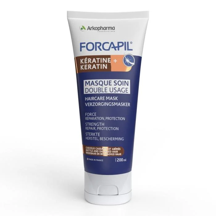 FORCAPIL KERATIN+ HAIRCARE MASK- dvejopo naudojimo plaukų priežiūros kaukė silpniems ir pažeistiems plaukams, 200 ML
