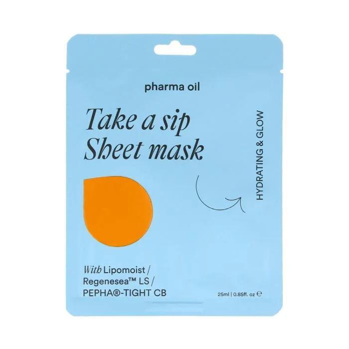 PHARMA OIL lakštinė veido kaukė Take a sip, 25 ml