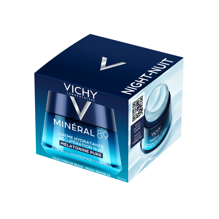 VICHY MINERAL 89 DRĖKINAMASIS ATKURIAMASIS NAKTINIS KREMAS SU MELATONINU, 50ml