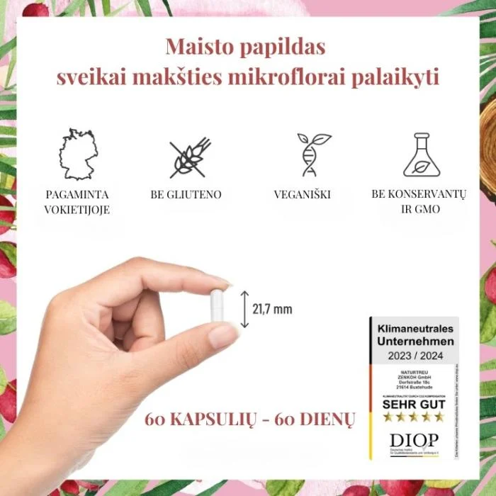 NATURTREU Probiotikai sveikai makšties mikroflorai palaikyti, 60 kapsulių