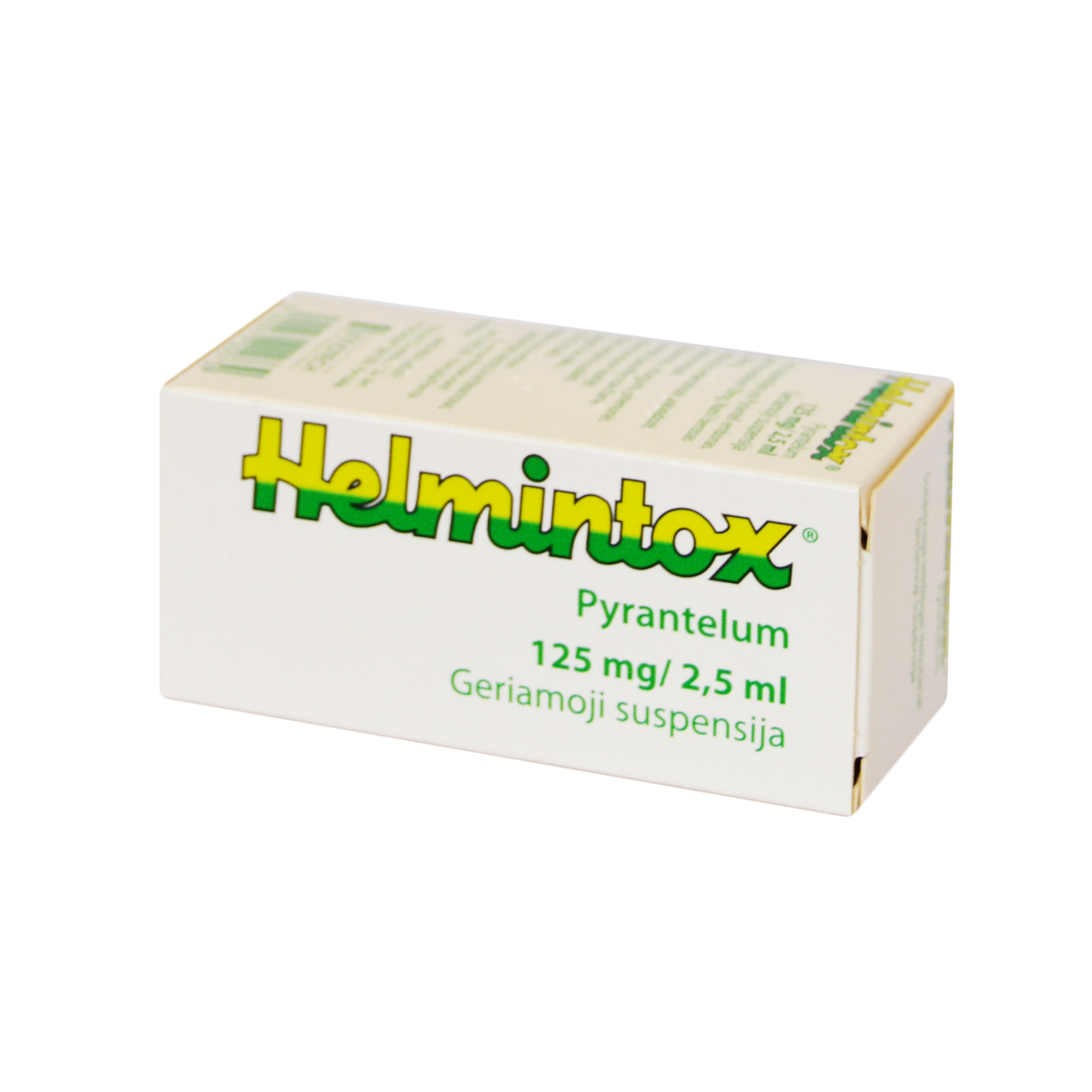 Helmintox 125 mg/2,5 ml geriamoji suspensija 15 ml ir matavimo šaukštas