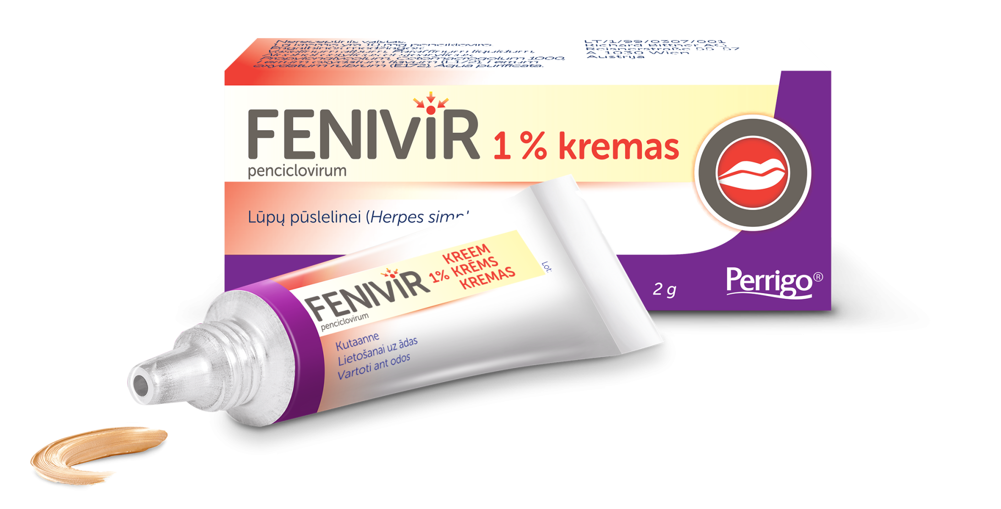 Fenivir 1% kremas, 2 g