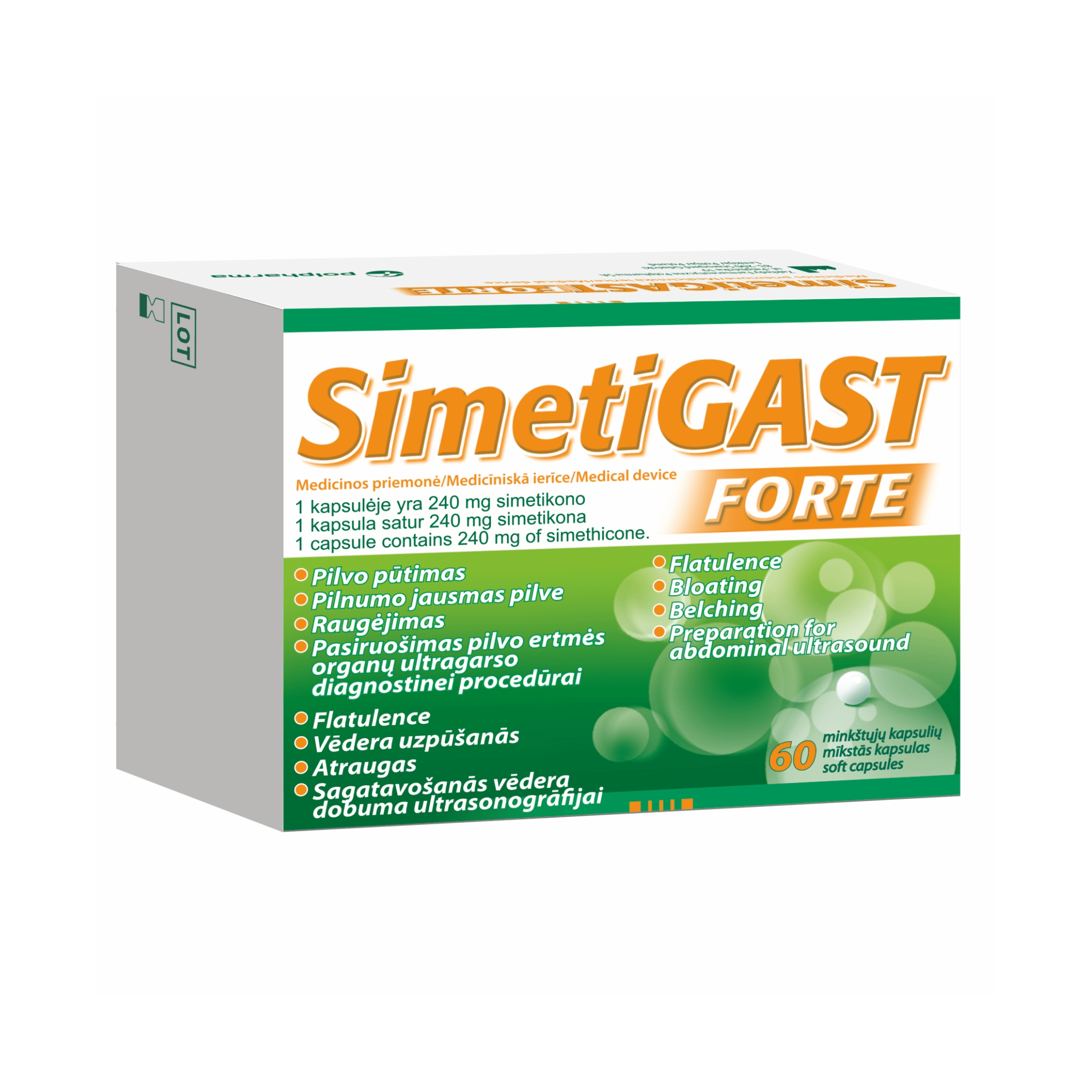 Simetigast Forte 240 mg kapsulės N60