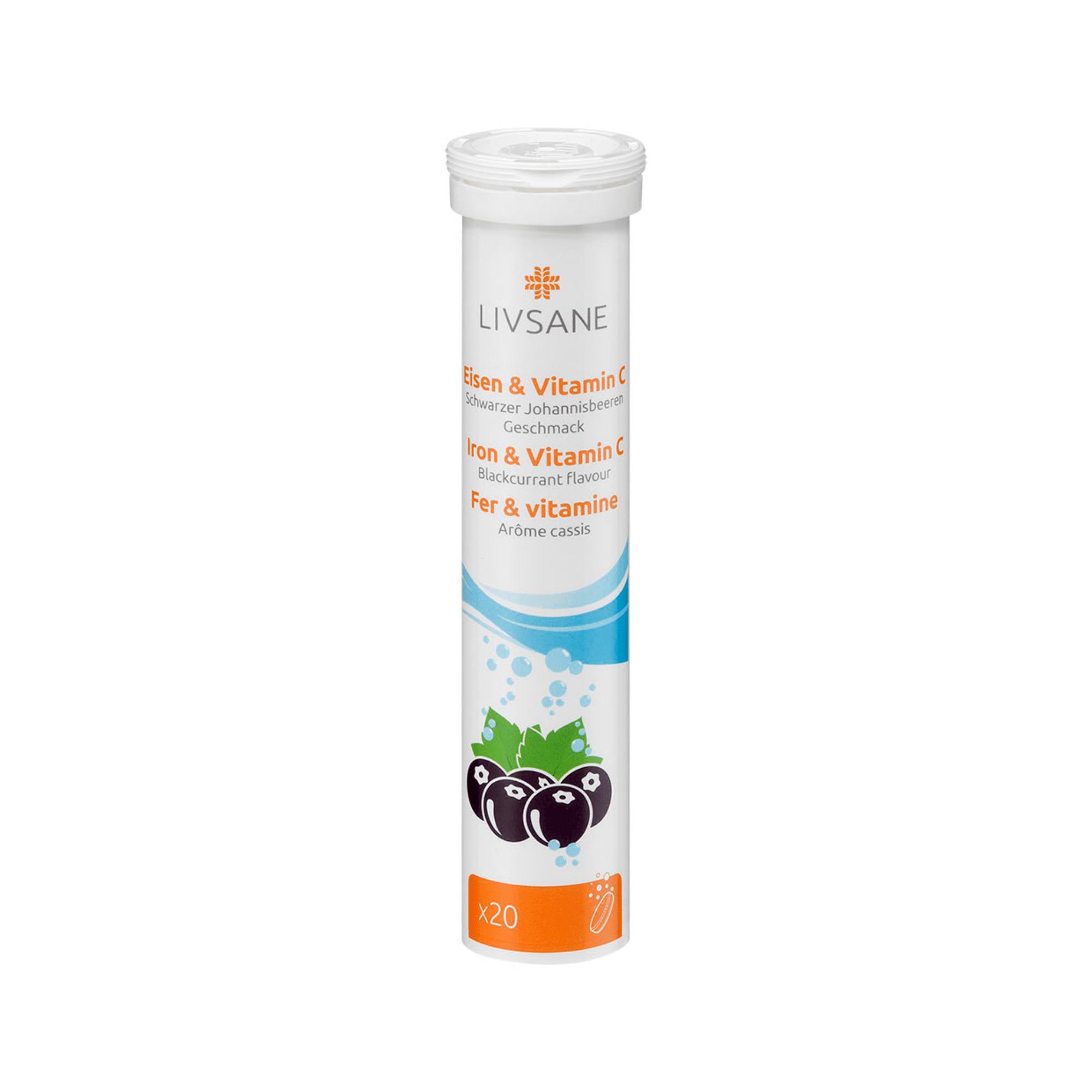 LIVSANE geležies ir Vitamino C šnypščiosios tabletės N20