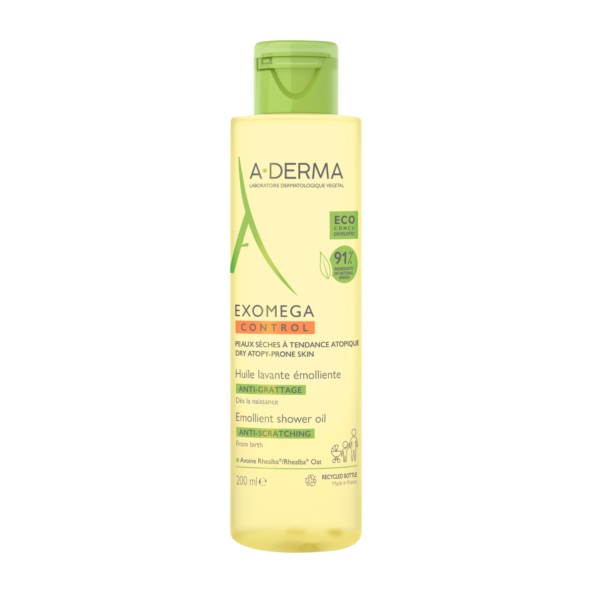 A-DERMA dušo aliejus - emolientas sausai, atopinei veido bei kūno odai EXOMEGA CONTROL 200 ml