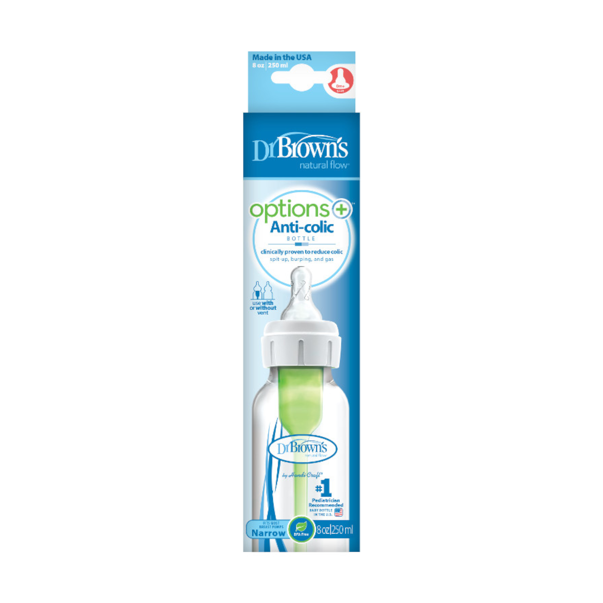DR. BROWN'S OPTIONS+ siauro kaklelio buteliukas 250 ml, N1