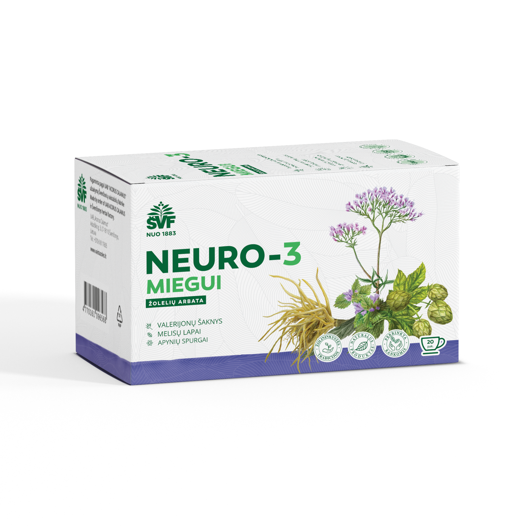 ŠVENČIONIŲ VAISTAŽOLĖS miegui NEURO-3, žolelių arbata, 1,5 g x 20 vnt.