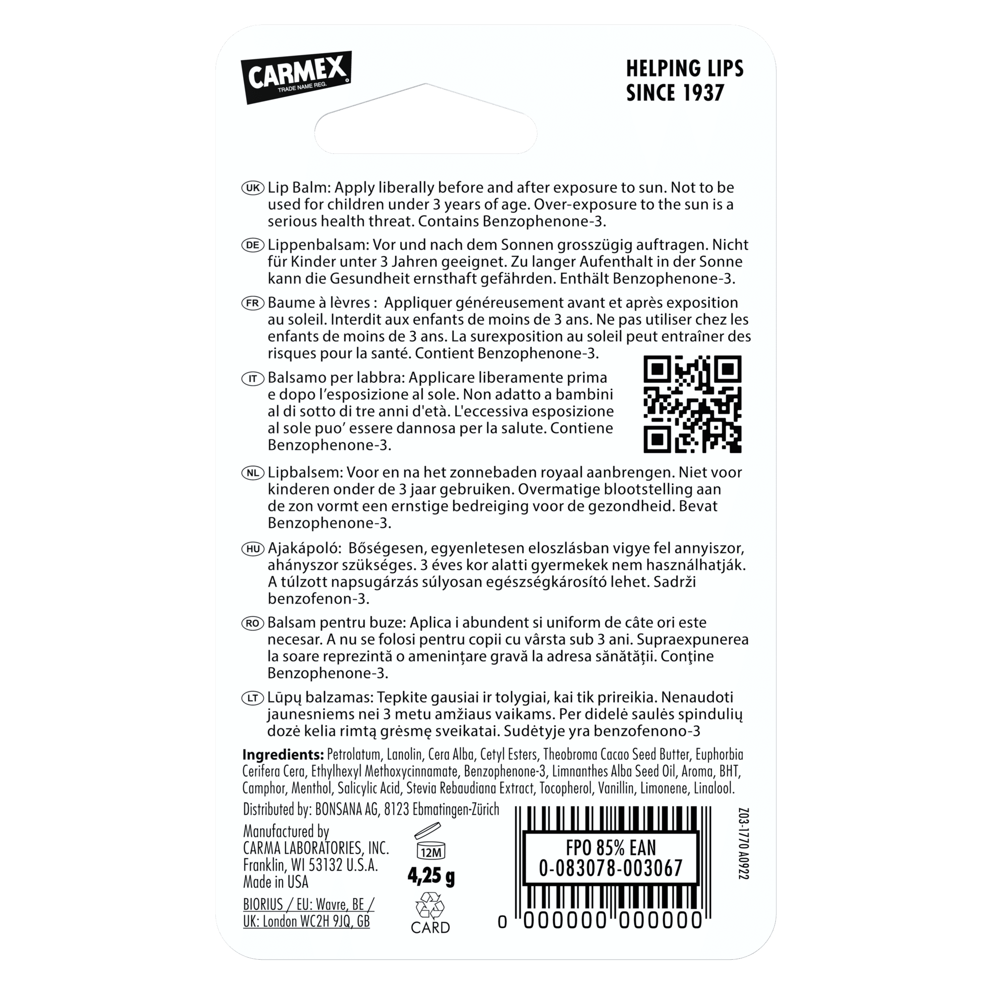 CARMEX lūpų balzamas CLICK STICK, SPF 15, bespalvis 4.25 g
