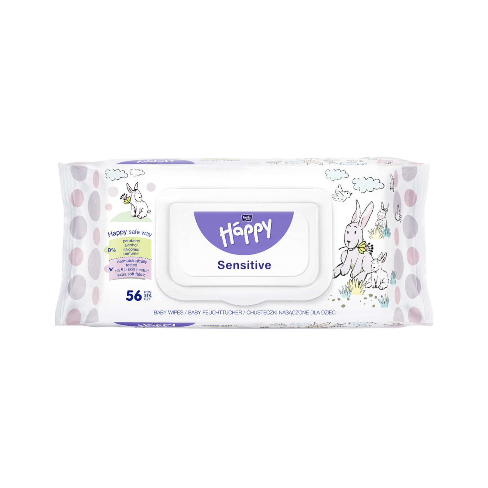 HAPPY SENSITIVE drėgnos servetėlės vaikams N56