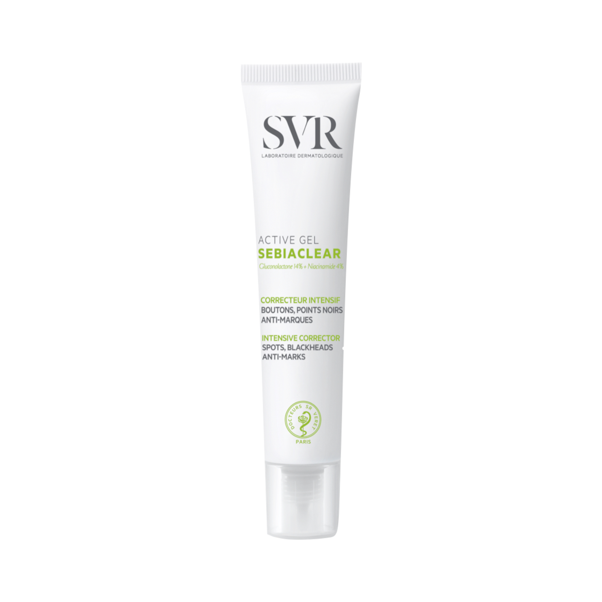 SVR SEBIACLEAR ACTIVE GEL intensyvaus poveikio veido gelis odai su netobulumais, 40 ml