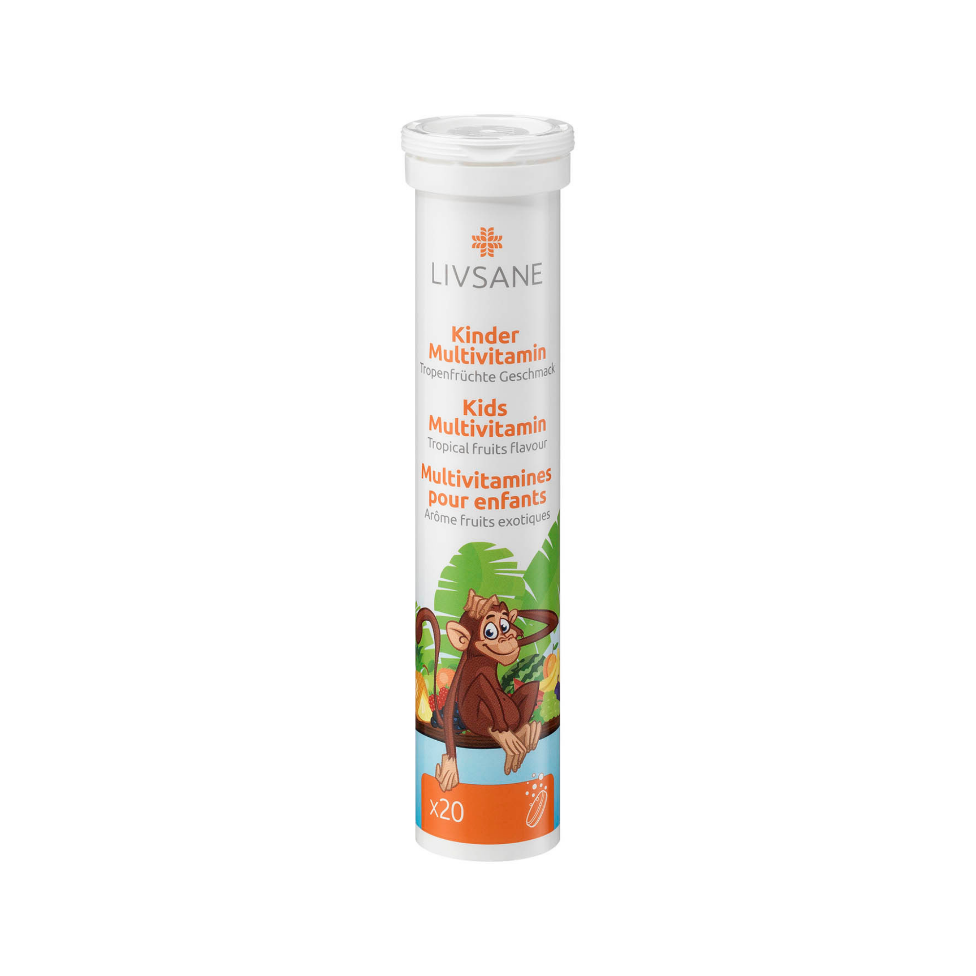 LIVSANE šnypščiosios tabletės vaikams MULTIVITAMINS FOR KIDS N20