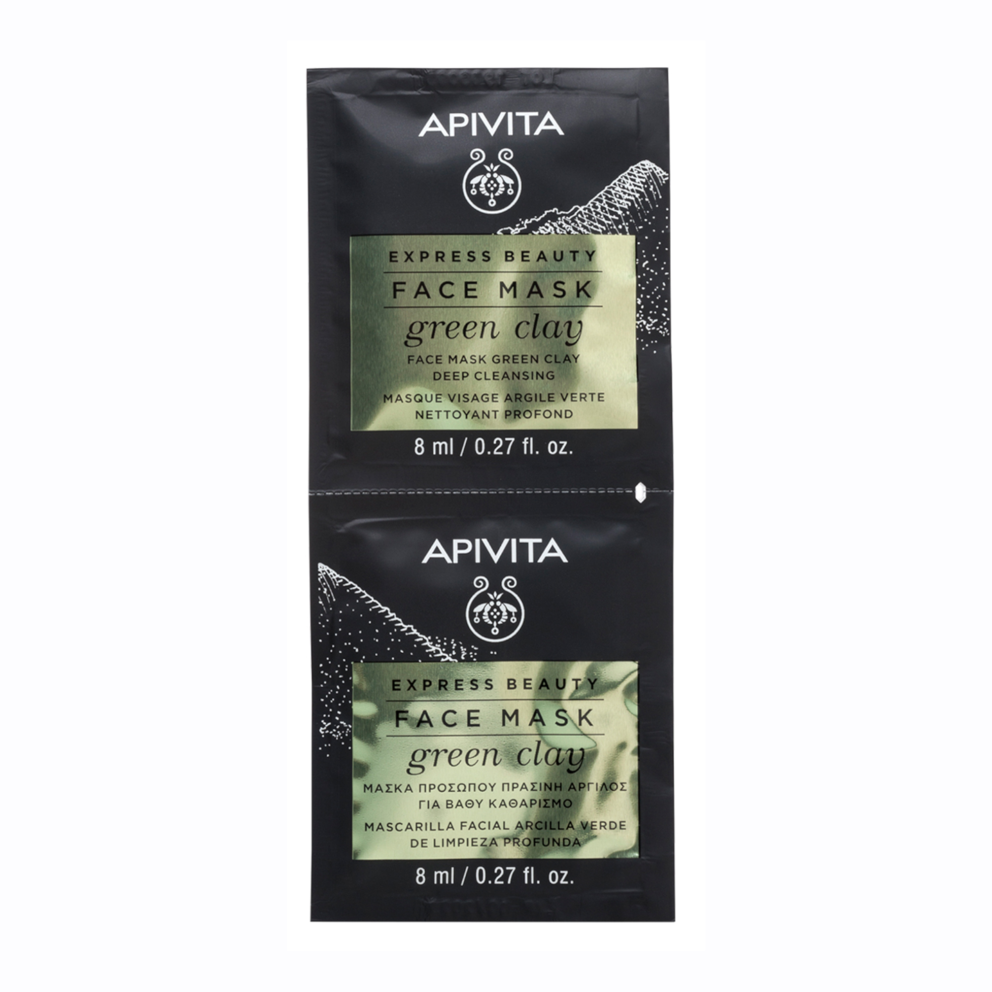 APIVITA valomoji veido kaukė su žaliuoju moliu EXPRESS BEAUTY 2 x 8 ml