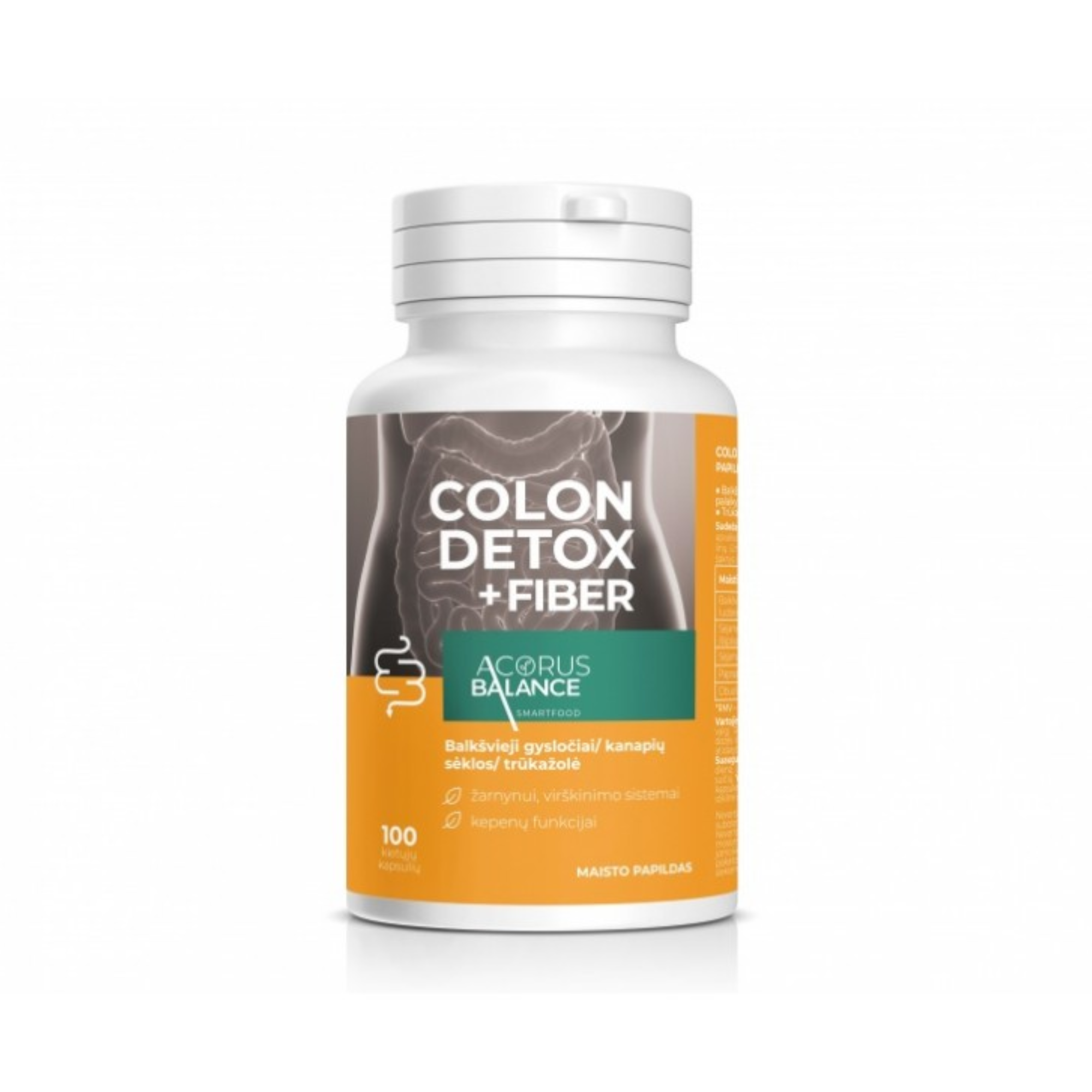 ACORUS BALANCE skaidulos žarnynui COLON DETOX + FIBER, 100 kaps.