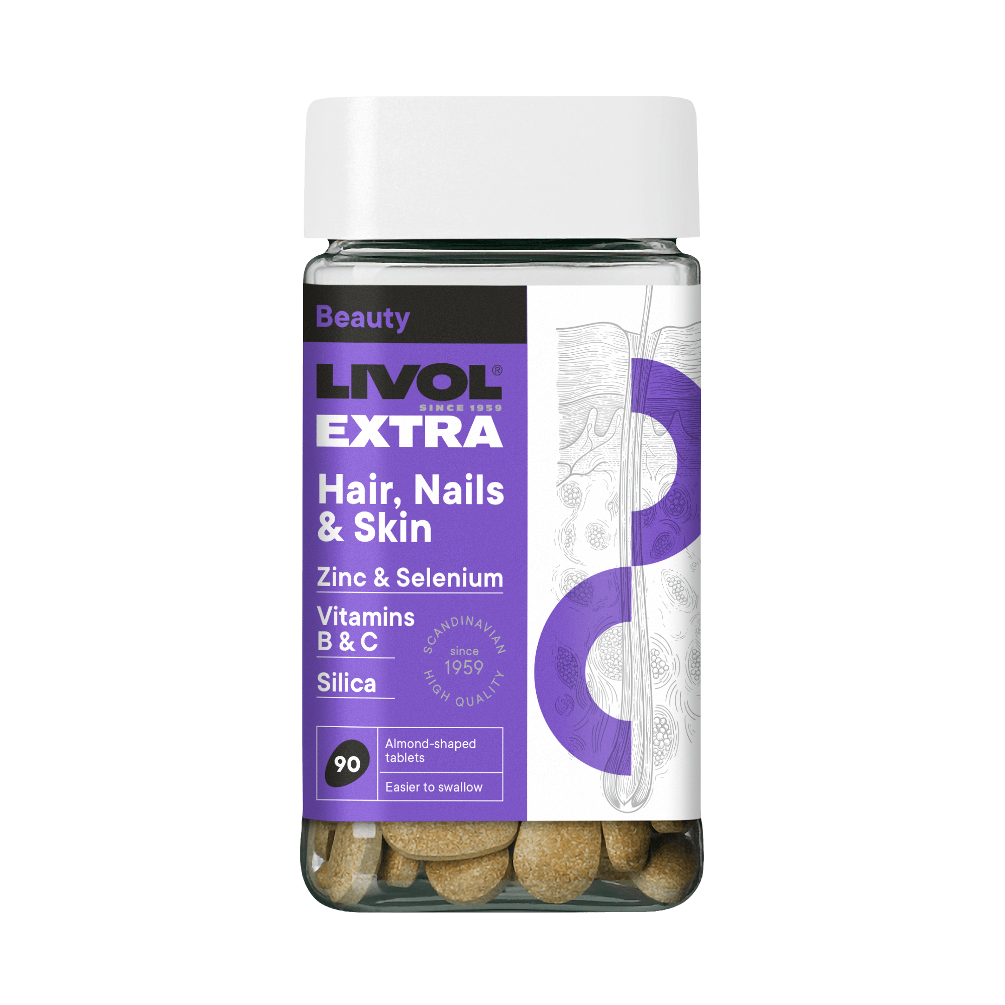 LIVOL EXTRA tabletės HAIR, NAIL, SKIN, N90
