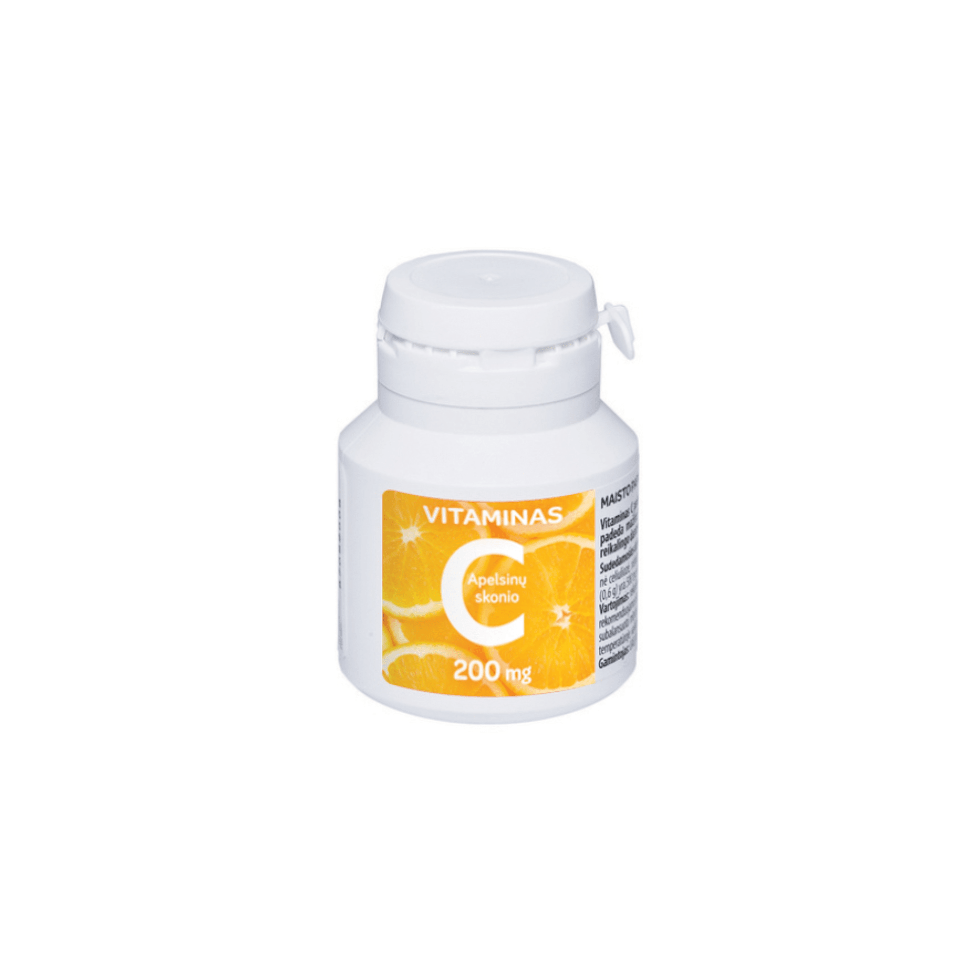 Vitaminas C 200 mg tabletės, apelsinų skonio N50
