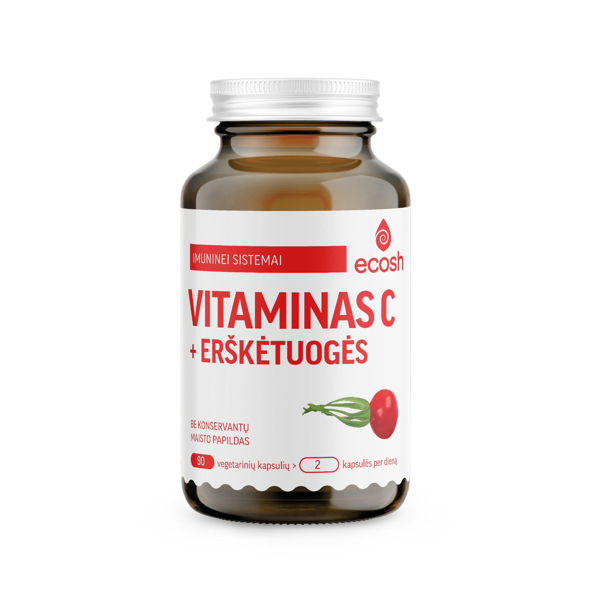 ECOSH vitaminas C su erškėtuogėmis, kapsulės, N90