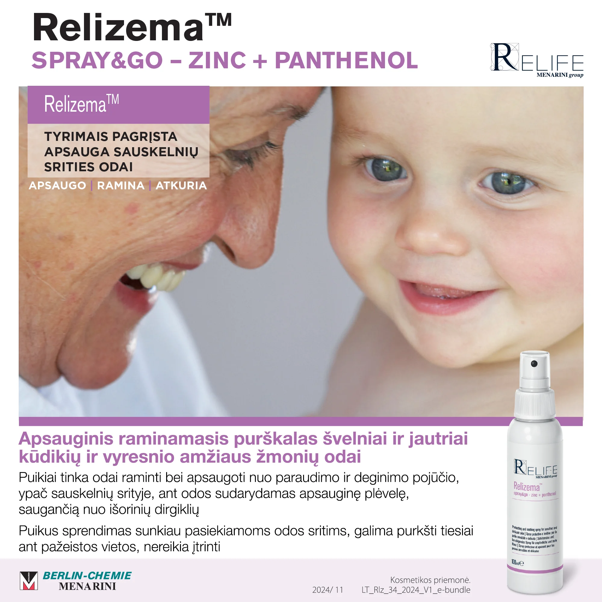 RELIZEMA zinc + panthenol purškalas SPRAY & GO 100 ml
