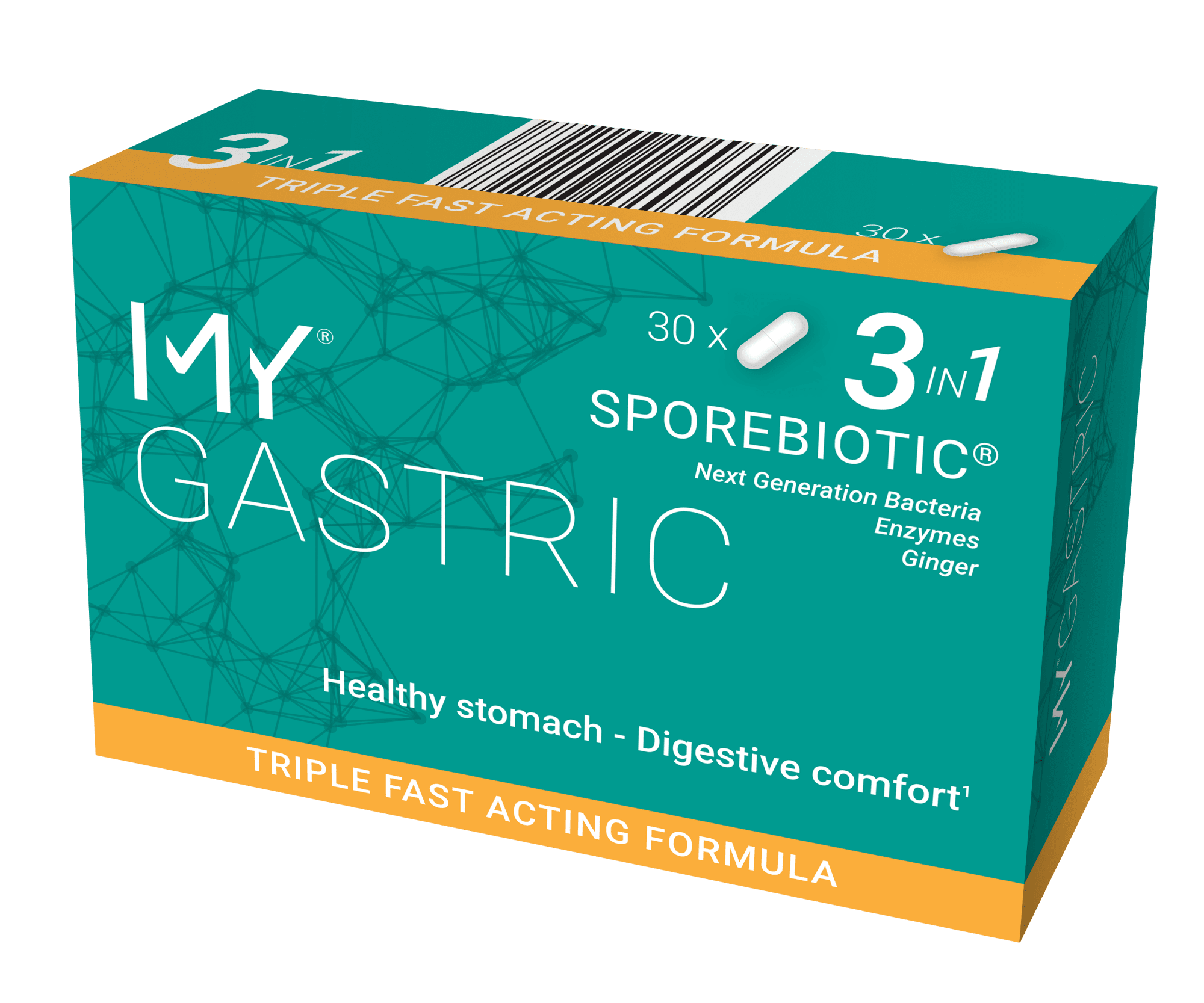 MY GASTRIC Sporebiotic®, gerosios bakterijos sporose + fermentų mišinys, 30 kapsulių