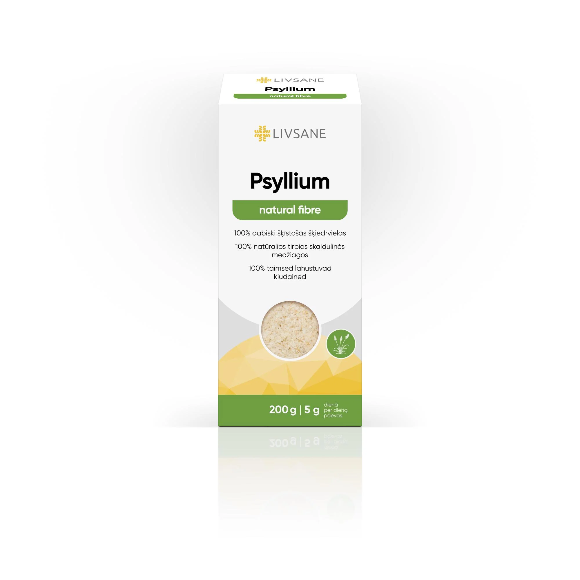LIVSANE Psyllium, balkšvųjų gysločių sėklų luobelės 200g