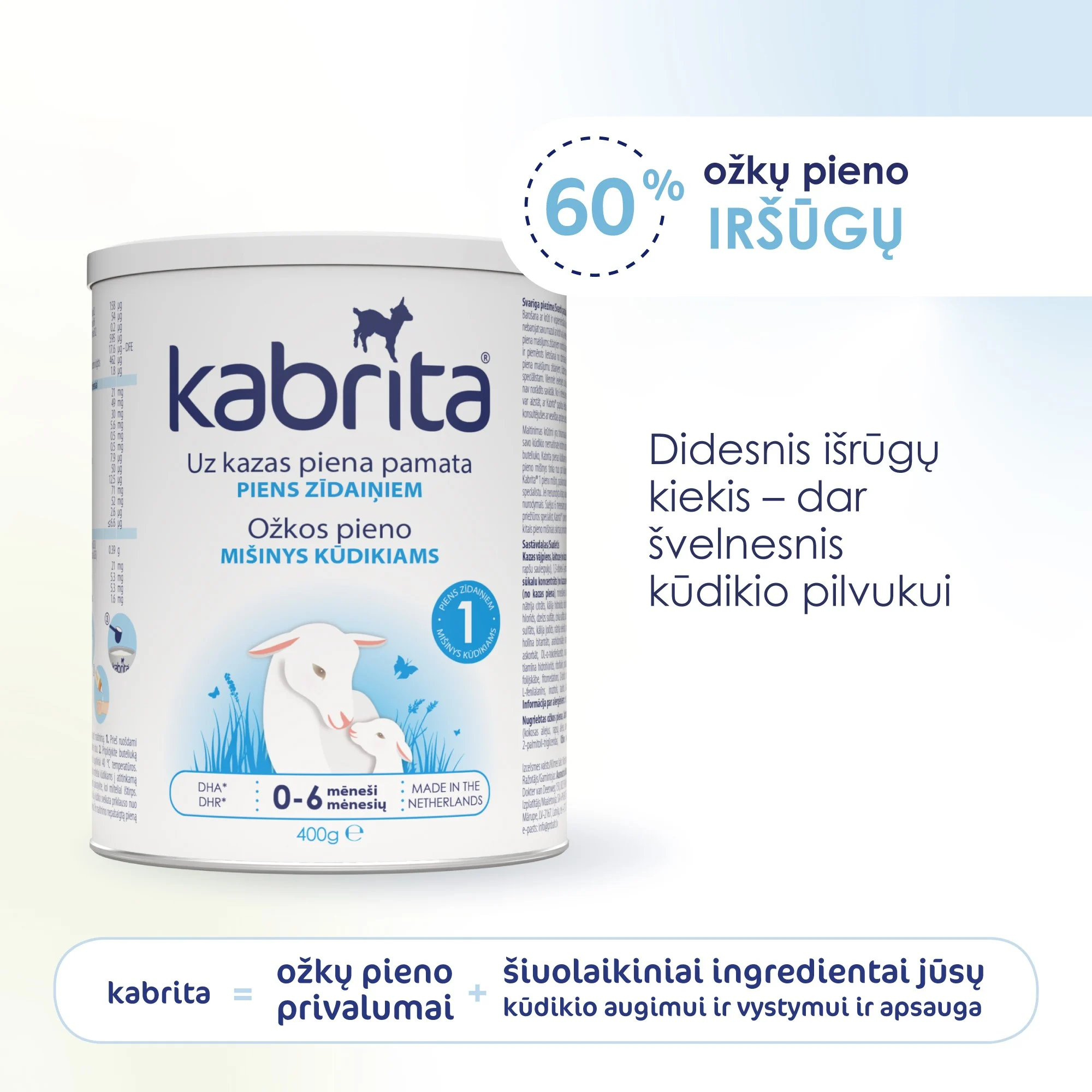 KABRITA 1 ožkos pieno mišinys, nuo 0-6 mėn., 400 g