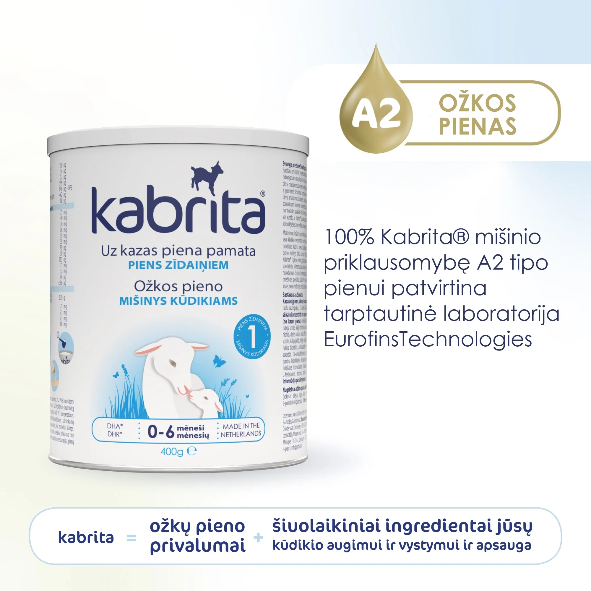 KABRITA 1 ožkos pieno mišinys, nuo 0-6 mėn., 400 g