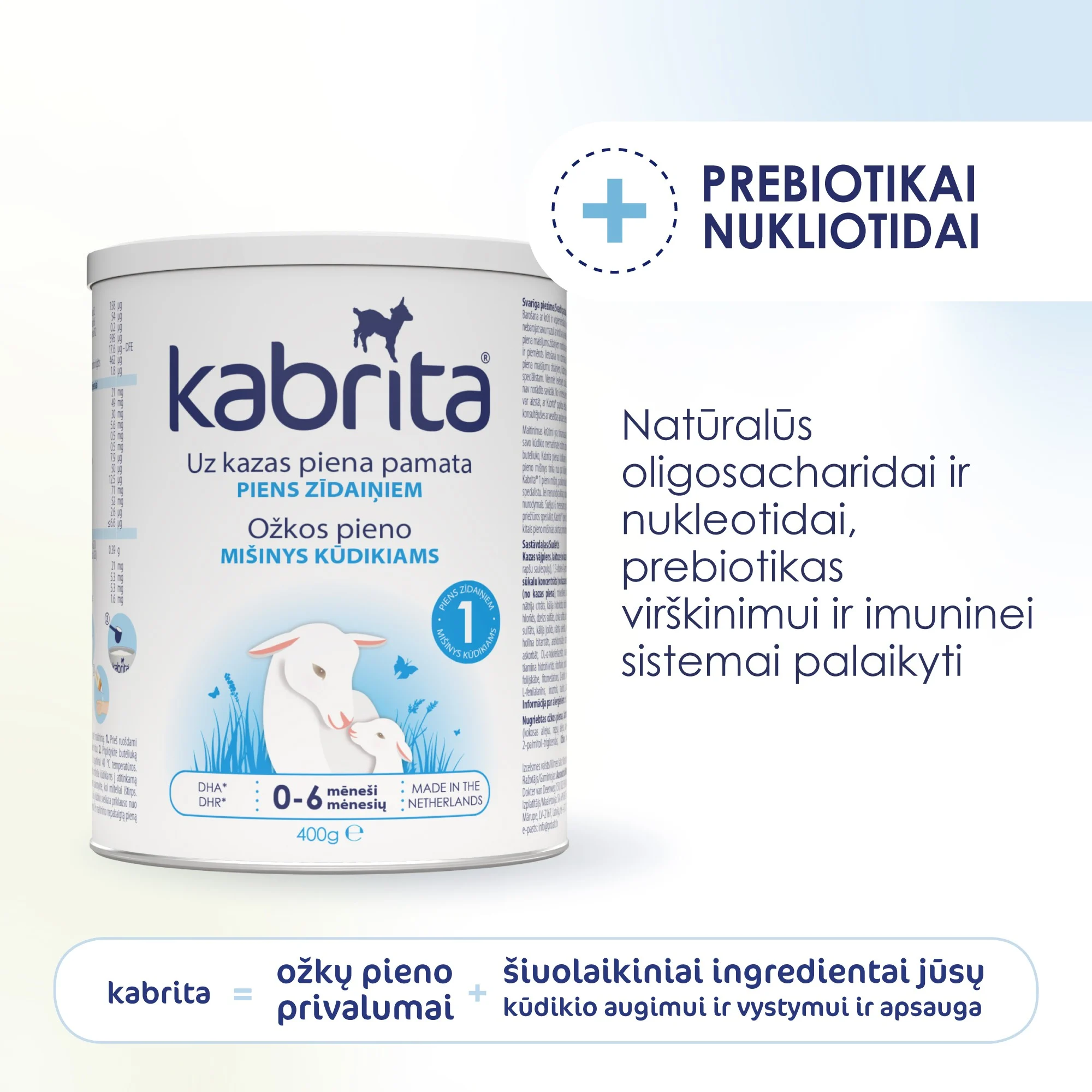 KABRITA 1 ožkos pieno mišinys, nuo 0-6 mėn., 400 g