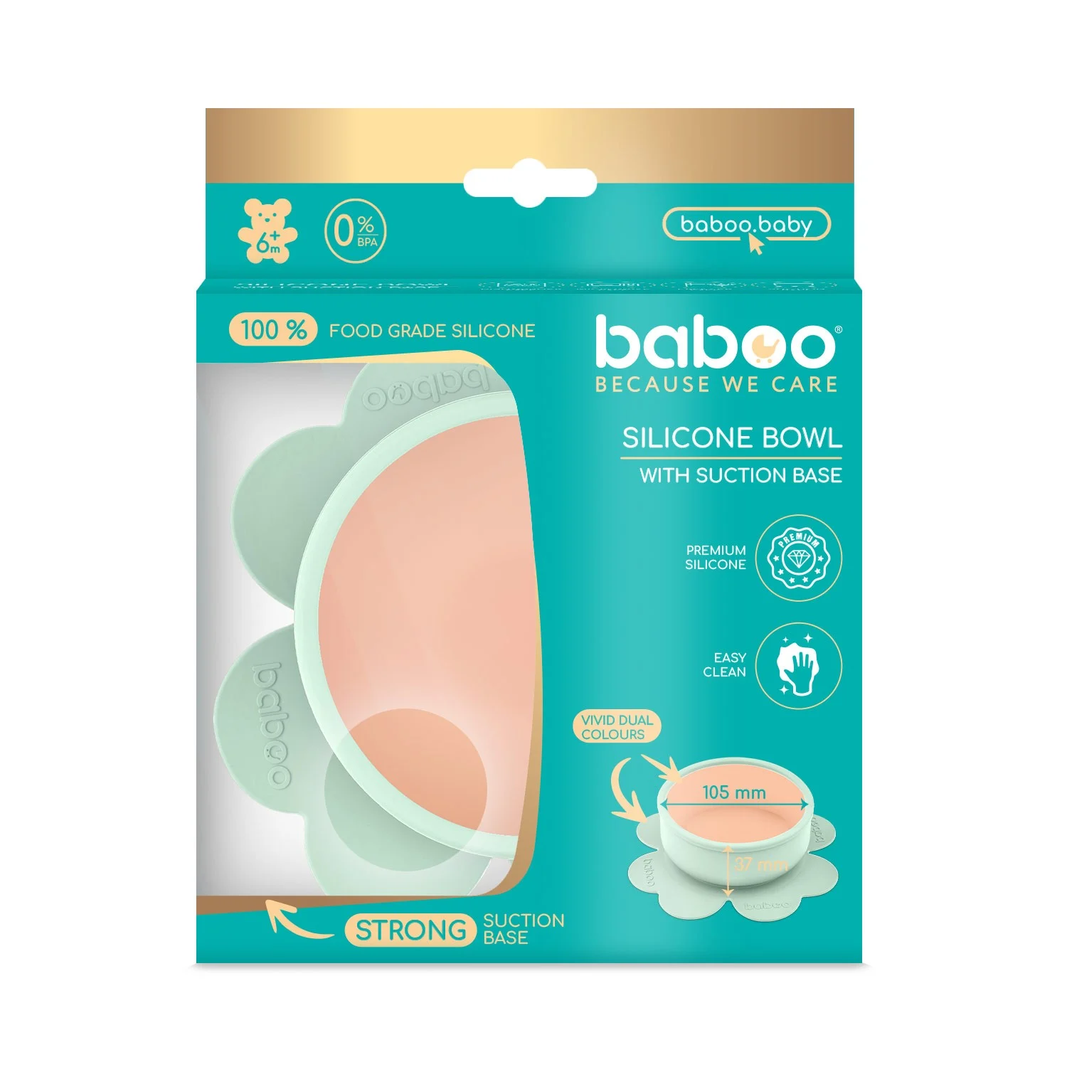 Baboo silikoninis limpantis dubenėlis, 6+ mėn, žalia, Peachy Keen