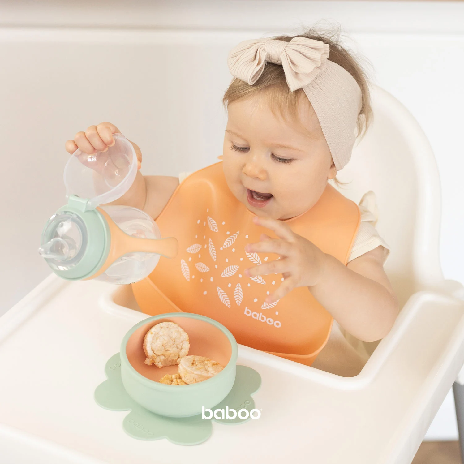 Baboo silikoninis limpantis dubenėlis, 6+ mėn, žalia, Peachy Keen