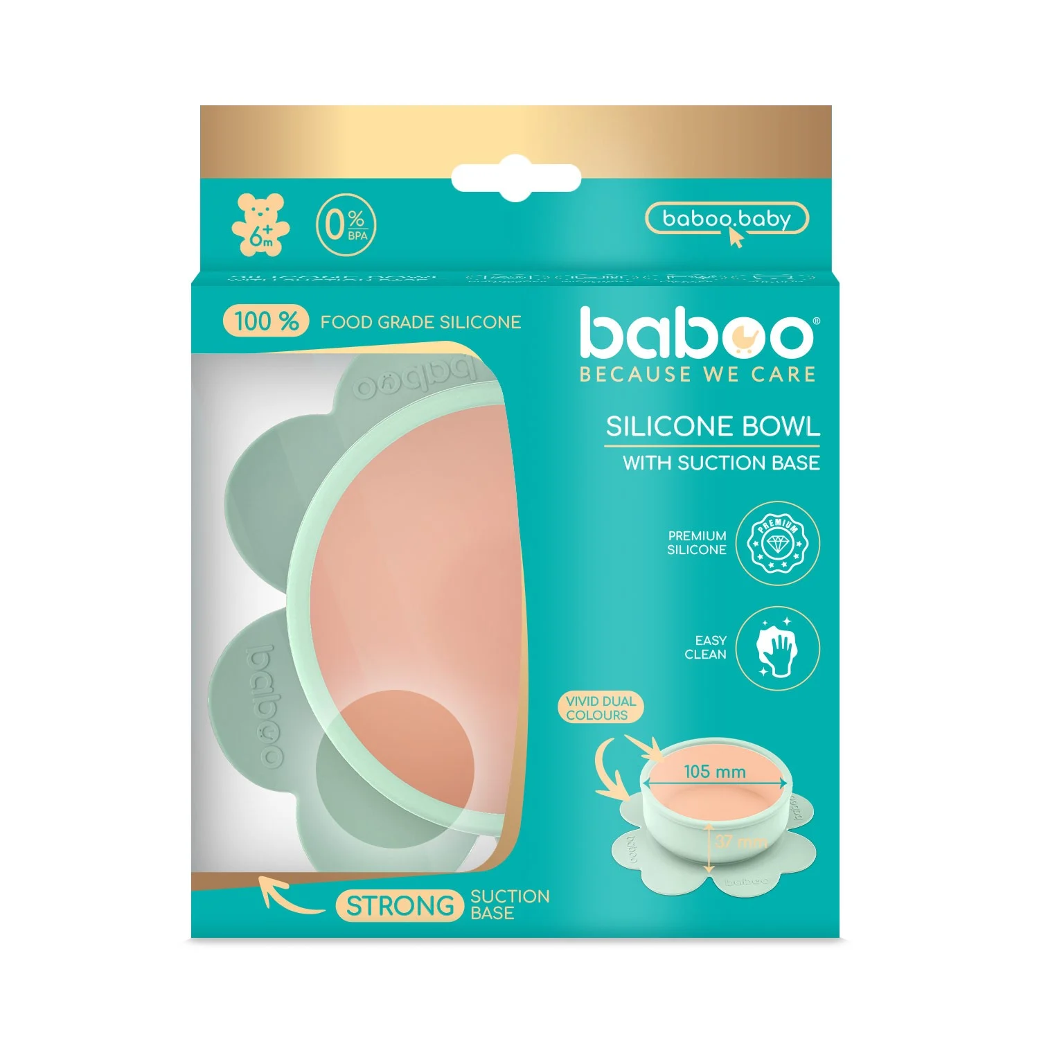 Baboo silikoninis limpantis dubenėlis, 6+ mėn, žalia, Peachy Keen