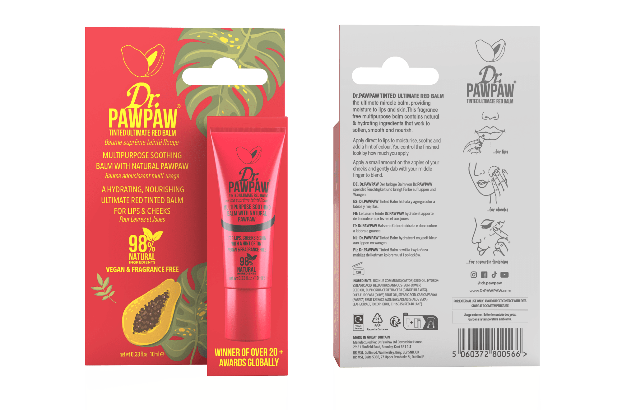 Dr.PAWPAW lūpų balzamas ULTIMATE RED, 10ml