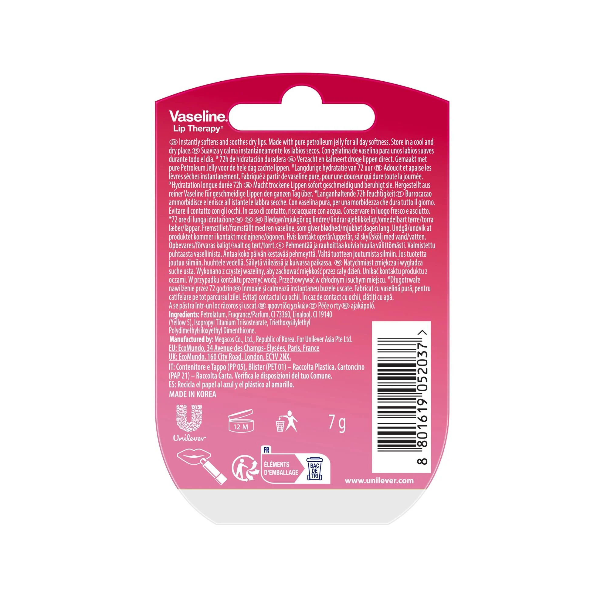 VASELINE lūpų balzamas Rosy Lips, 7 g