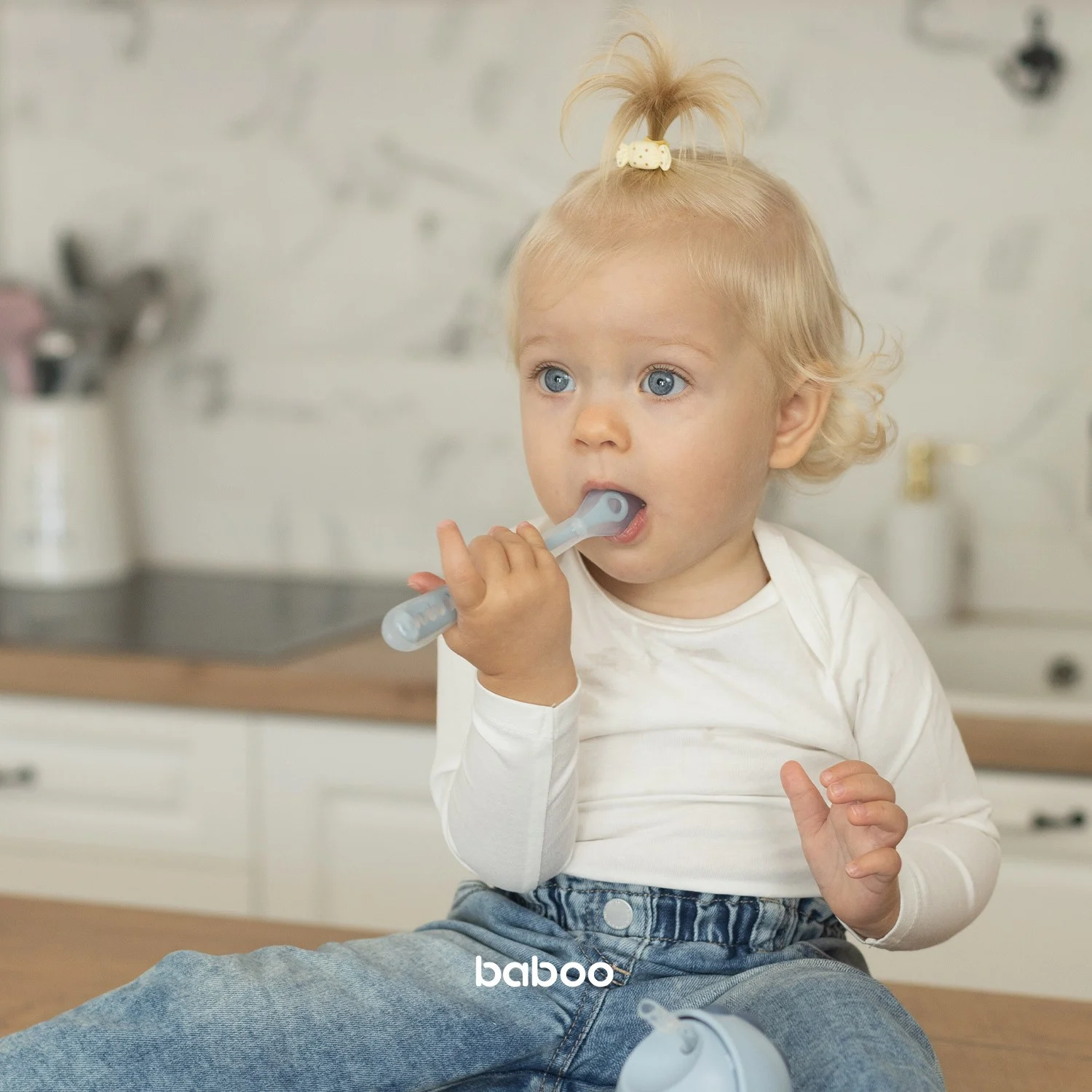 BABOO silikoninis šaukštelis, 6+ mėn, Blue Haze