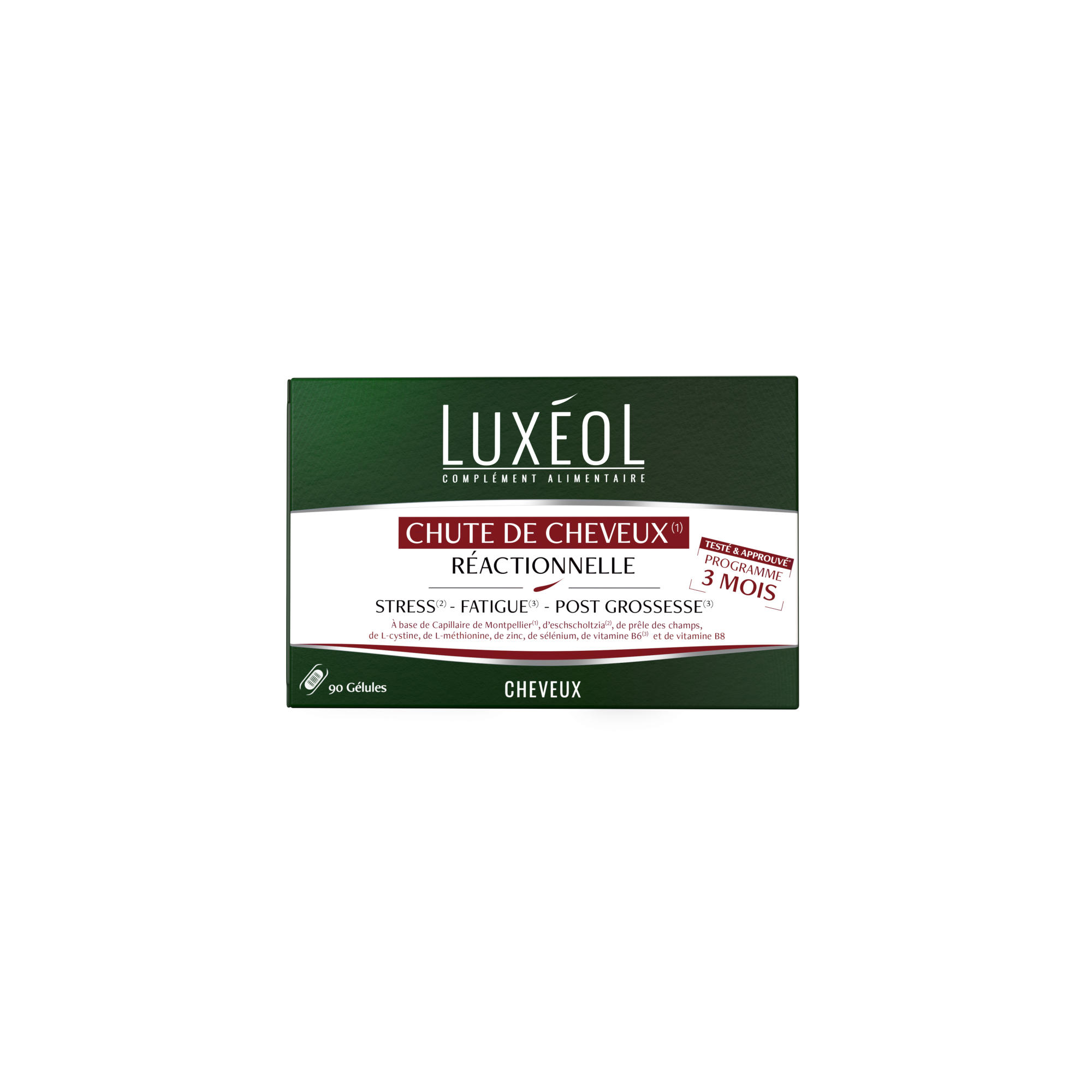 LUXEOL maisto papildai reaktyviam plaukų slinkimui (3 mėnesių prohgrama) N90