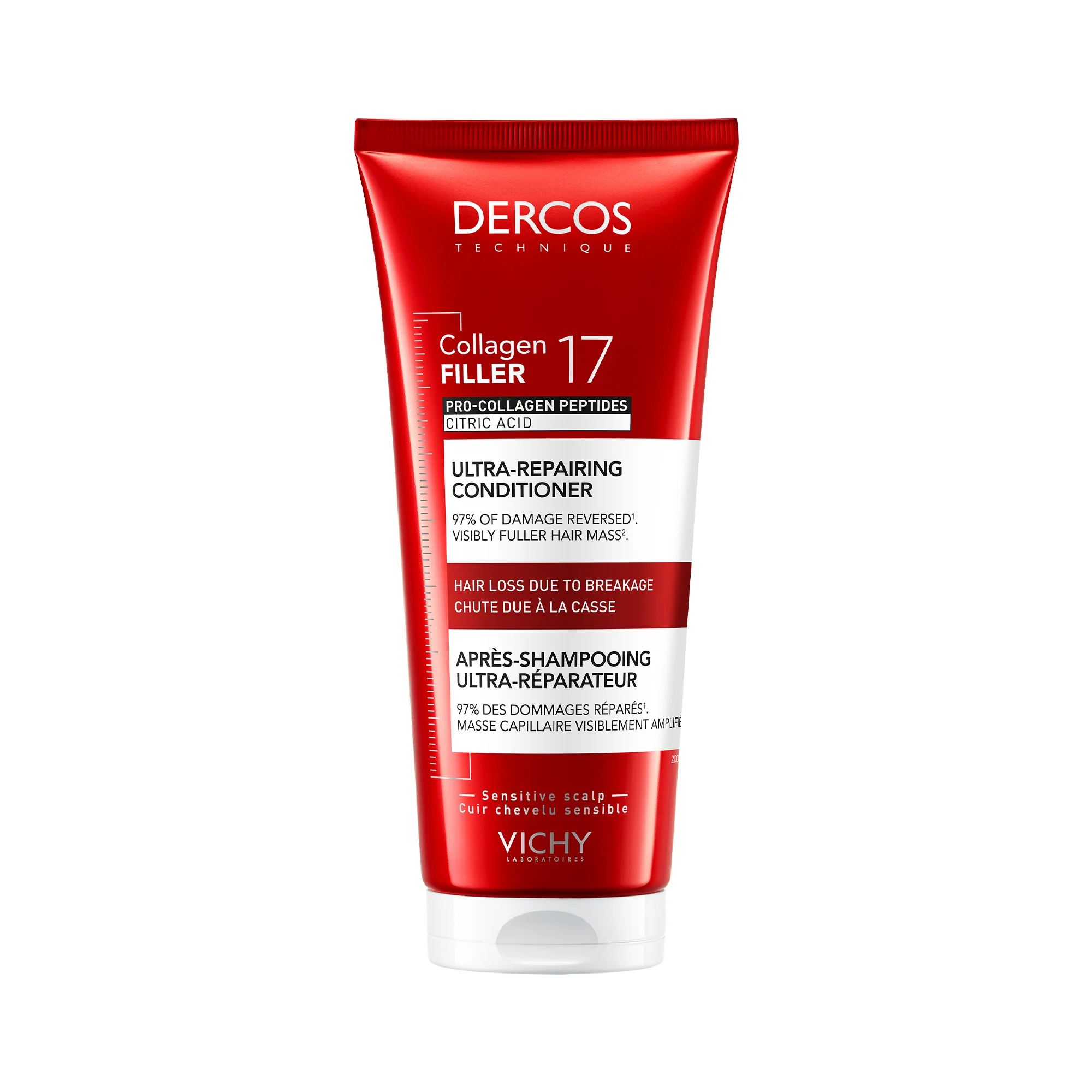 VICHY DERCOS COLLAGEN 17 FILLER, intensyvaus poveikio gaivinamasis kondicionierius, 200 ml
