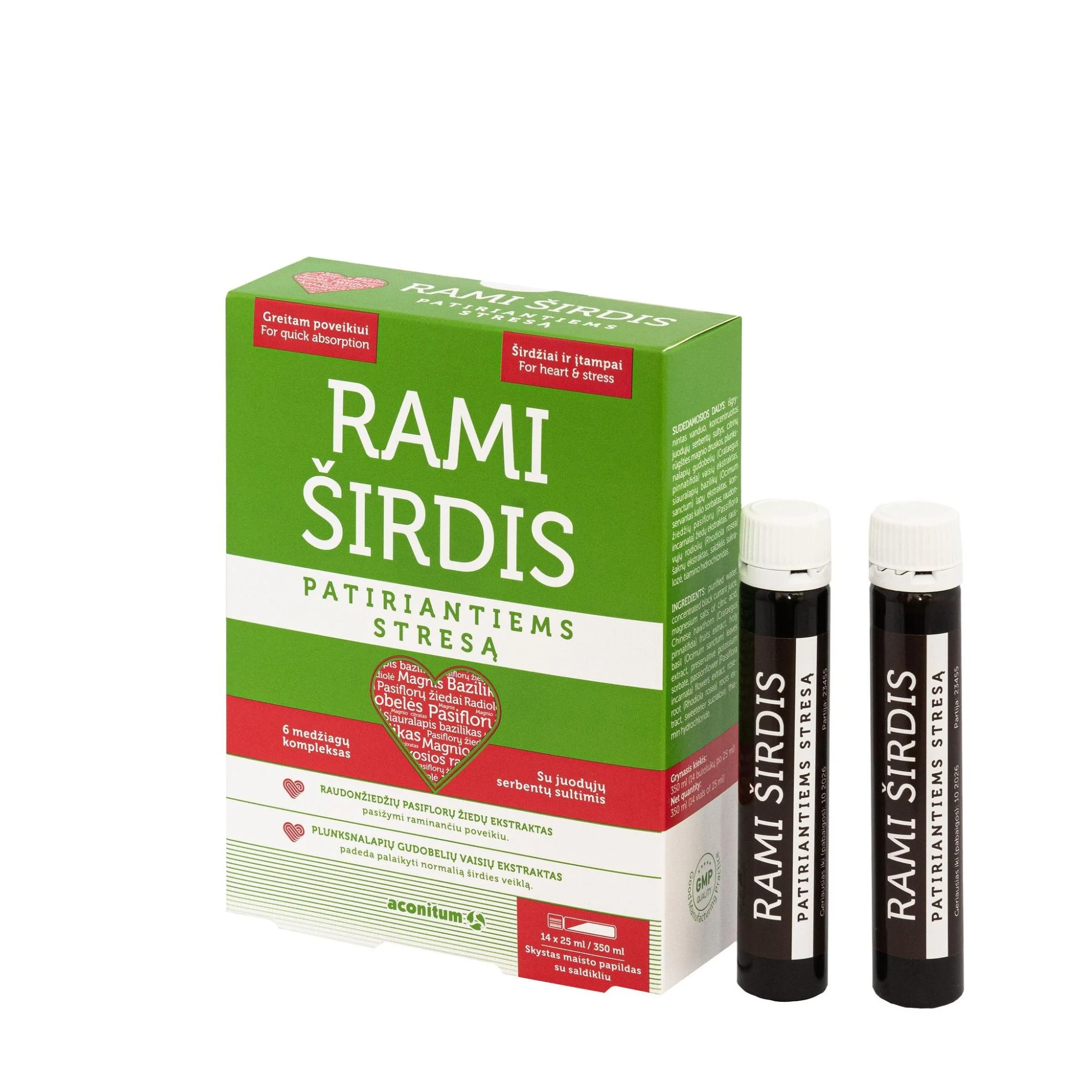 Rami širdis patiriantiems stresą, 14 buteliukų