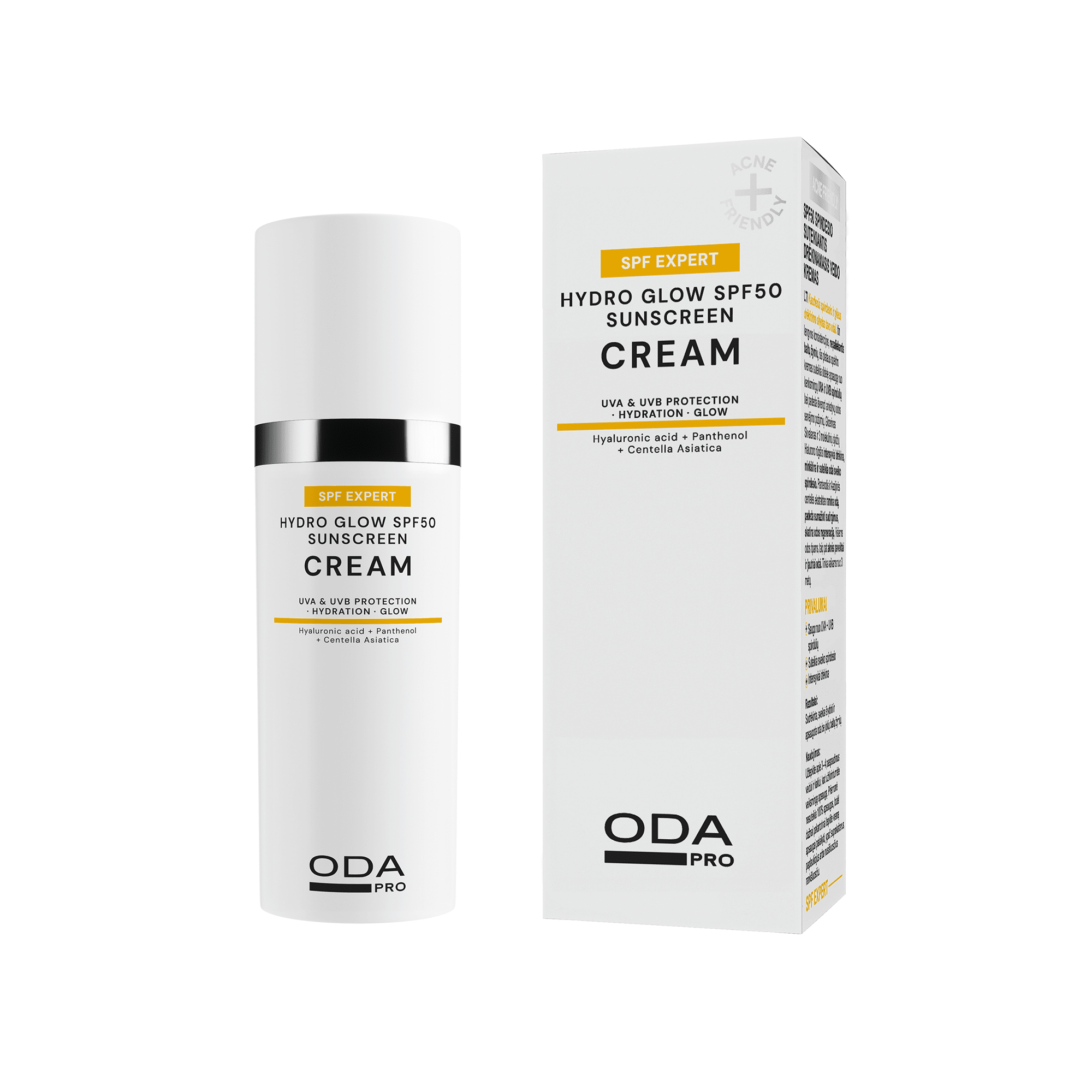 ODA PRO SPF50 spindesio suteikiantis drėkinamasis veido kremas, 50 ml