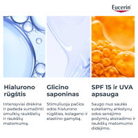 EUCERIN Hyaluron Filler +3x Effect dieninis veido kremas SPF 15 normaliai ir mišriai odai su hialurono rūgštimi, 50 ml