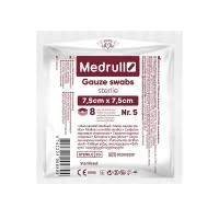 SERVETĖLĖS MARLĖS MEDRULL STERIL. 7.5x7.5CM (8 SL.) N5