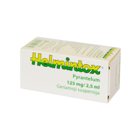Helmintox 125 mg/2,5 ml geriamoji suspensija 15 ml ir matavimo šaukštas 