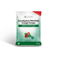 LIVSANE eukalipto ir mentolio skonio ledinukai, be cukraus 75 g