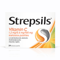 Strepsils Vitamin C 1,2 mg/0,6 mg/100 mg tabletės N24