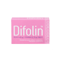 Difolin folio rūgštis 400 mcg+Vitaminas D3 25 mcg tabletės N60