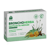 ŠVENČIONIŲ VAISTAŽOLĖS kvėpavimo takams, imunitetui BRONCHOHERBA pastilės su medumi, 12 vnt.