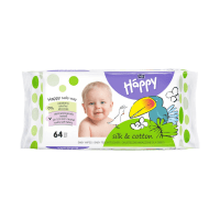 HAPPY SILK AND COTTON drėgnos servetėlės vaikams N64